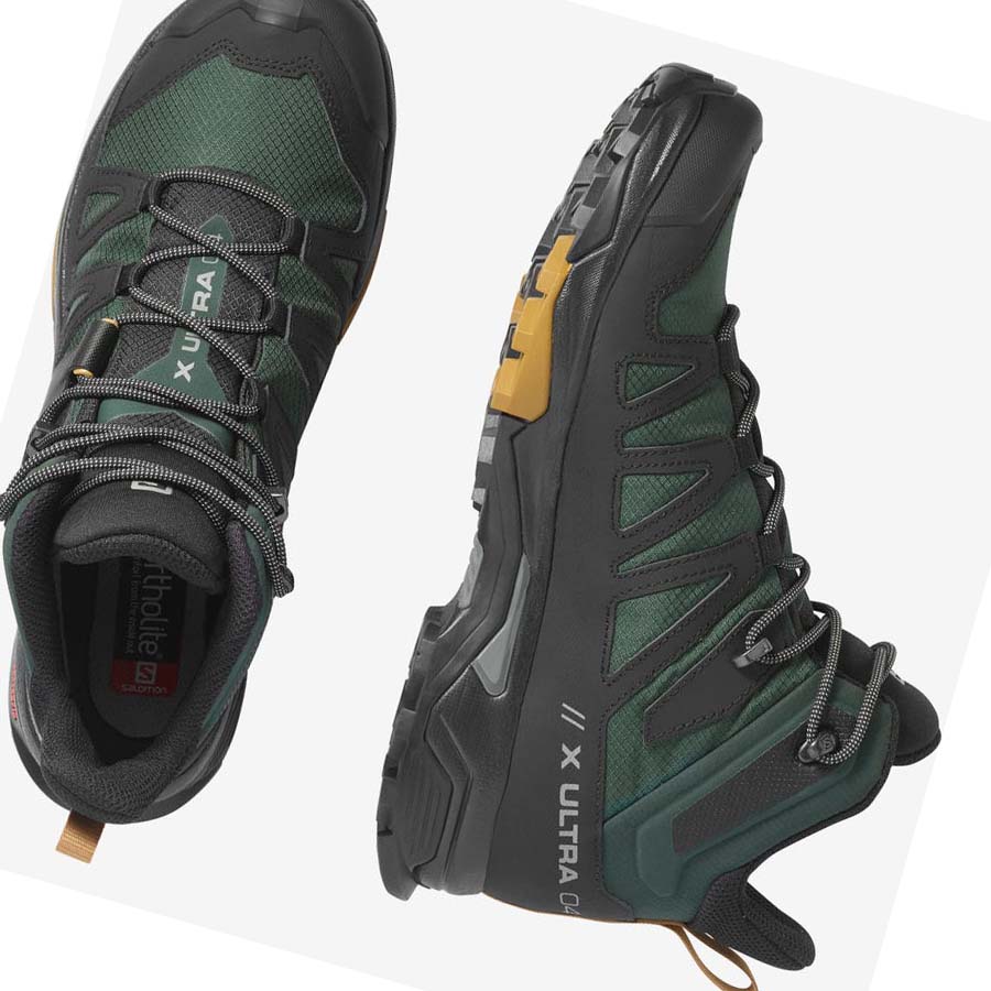 Salomon X ULTRA 4 MID GORE-TEX Túracipő Férfi Zöld Fekete | HU 2083MQZ